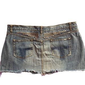Vintage Y2K Denim Studded distressed mini skirt Hot Topic XXL Grunge Alternative